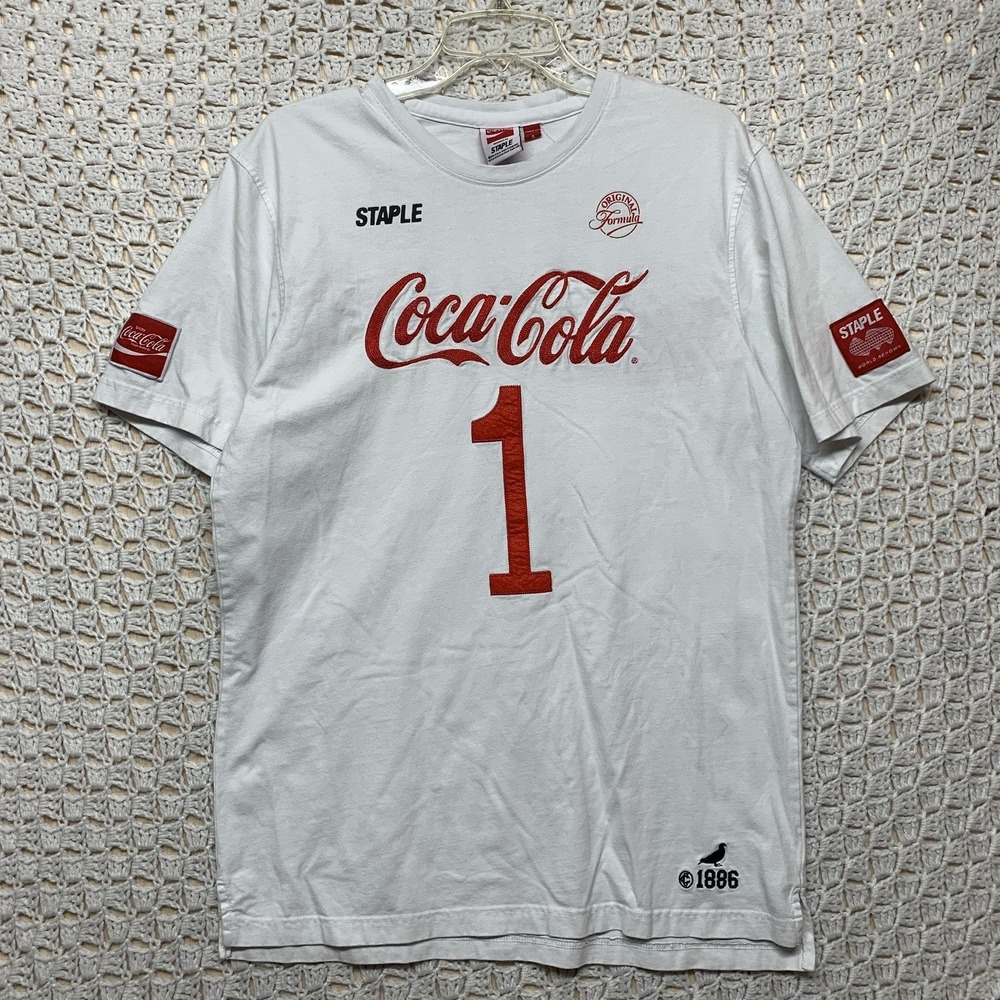 Coca Cola Shirt Mens Sz M White Red Embroidered 1886 ICE Cold Coca Cola #1 - Picture 1 of 10